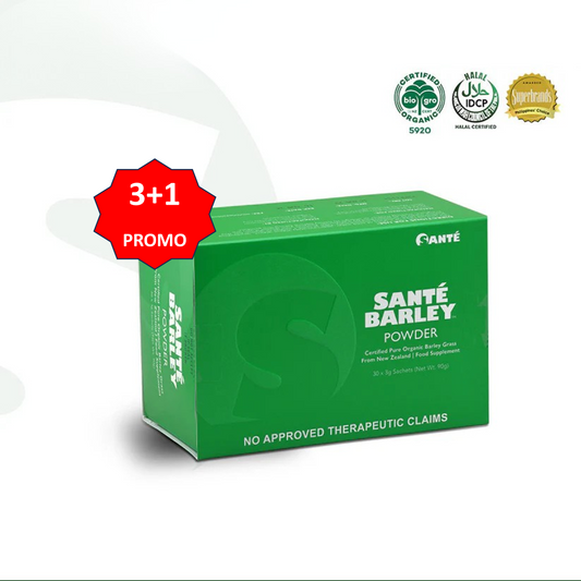 BUY 3 GET 1 FREE - Santé Barley Powder with stevia (3g x 30 sachets)